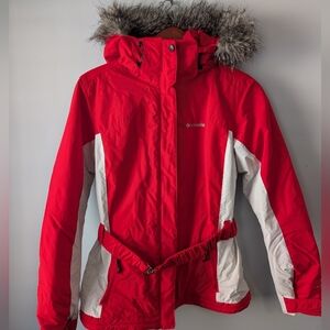 Columbia Vibrant Red and White Winter Jacket